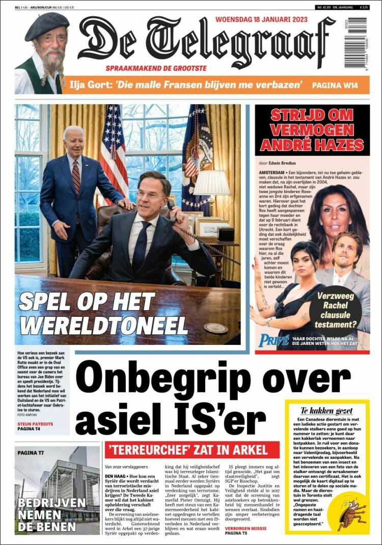 Portada de De Telegraaf (Pa&iacute;ses Bajos)