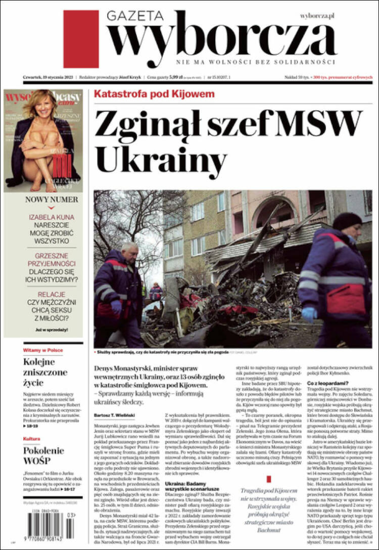 Portada de Gazeta Wyborcza (Polonia)