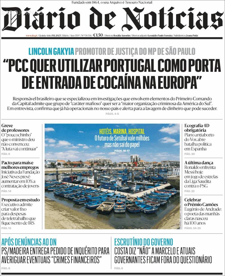Portada de Diário de Noticias (Portugal)