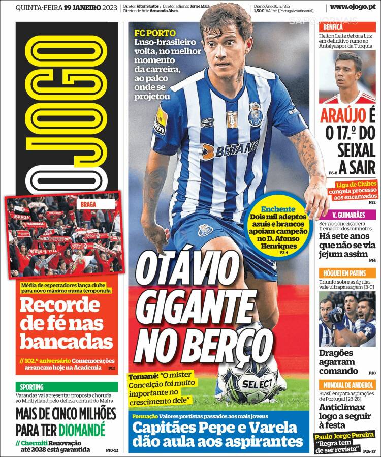 Portada de O Jogo (Portugal)