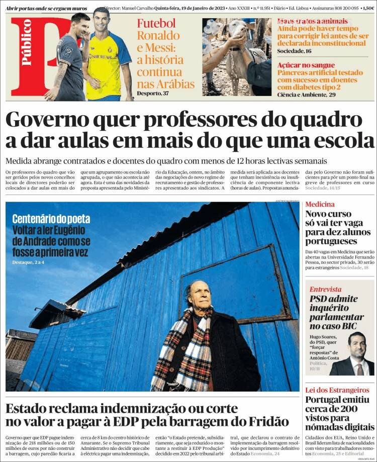 Portada de Público (Portugal)