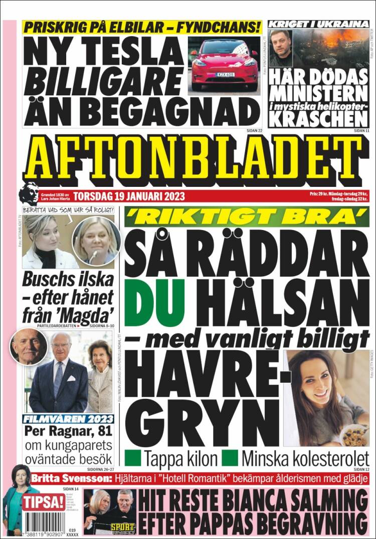 Portada de Aftonbladet (Suecia)