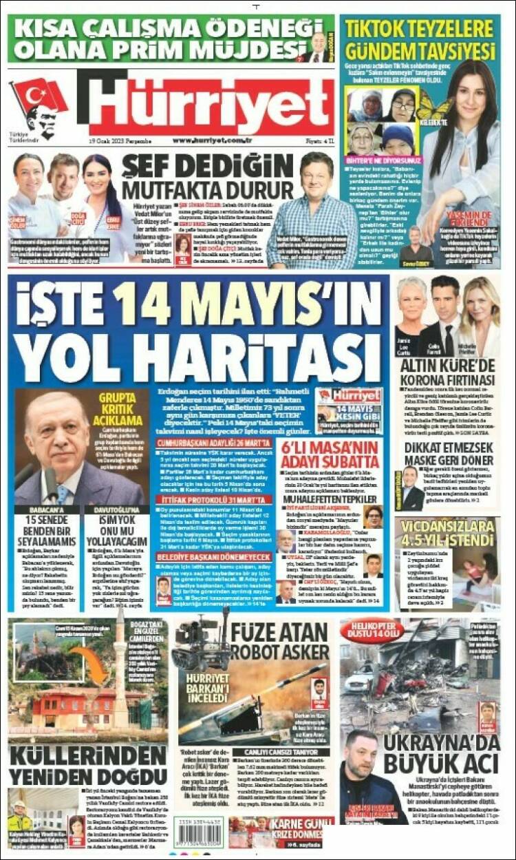 Portada de Hürriyet (Turqu&iacute;a)