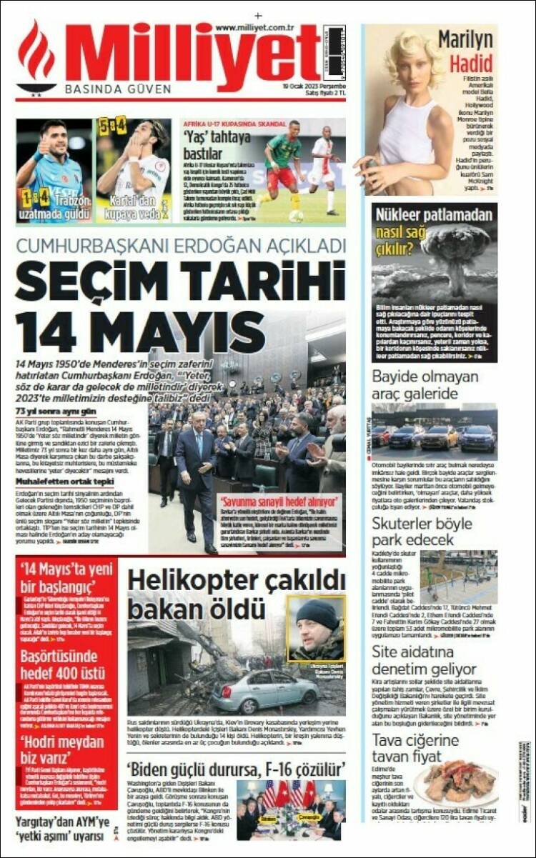 Portada de Milliyet (Turqu&iacute;a)