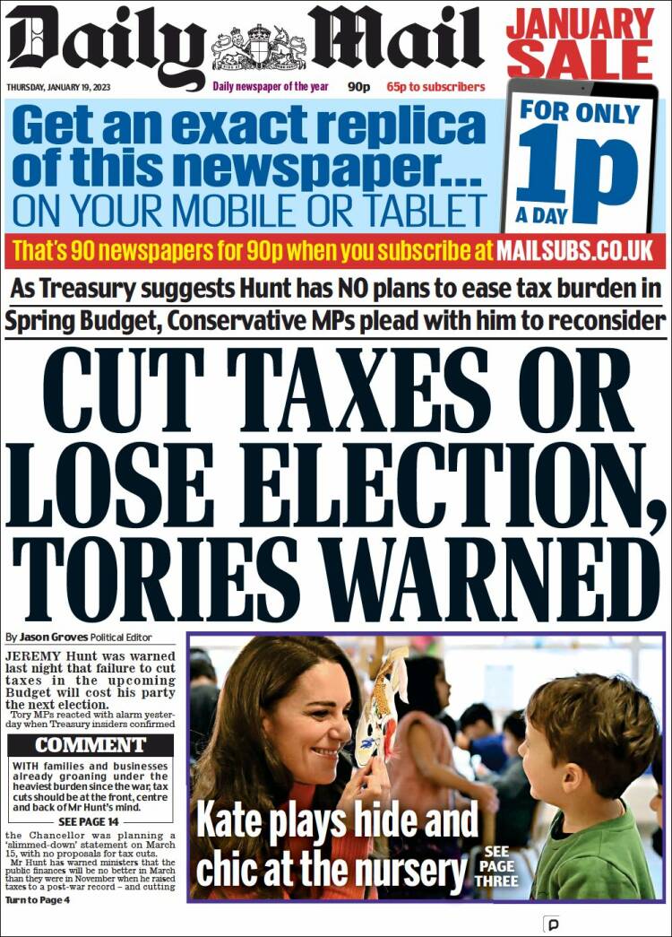 Portada de Daily Mail (Reino Unido)