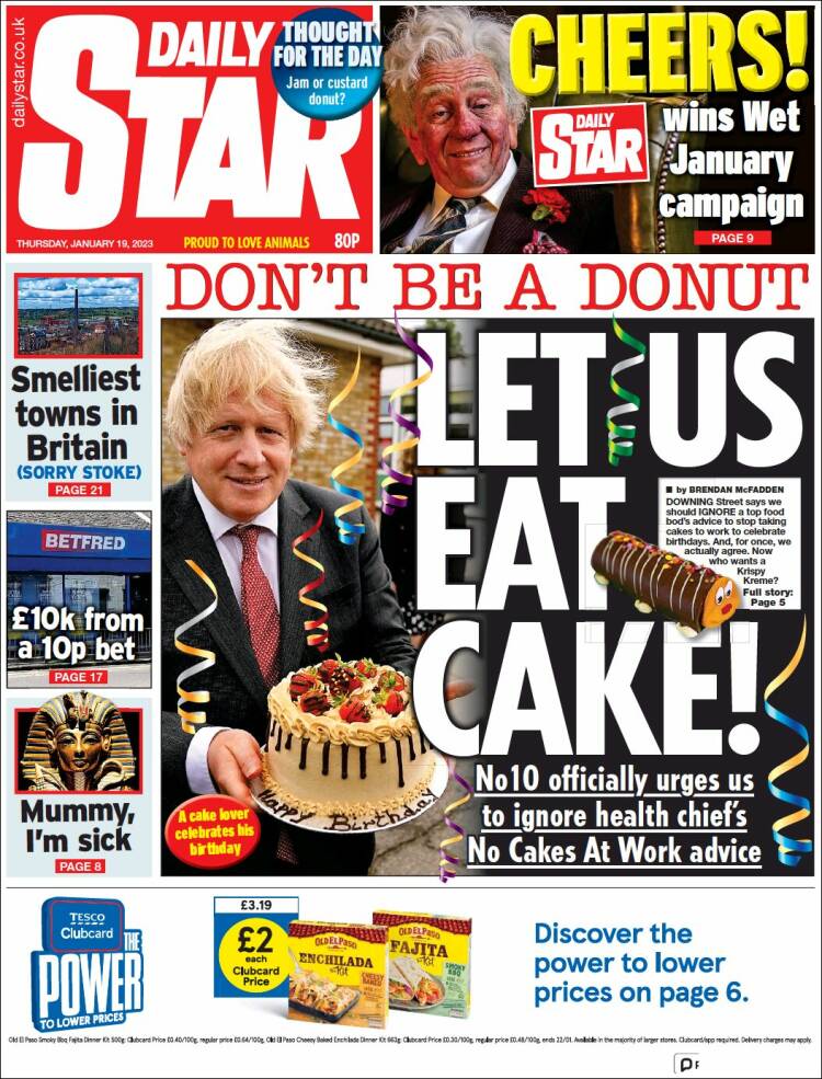 Portada de Daily Star (Reino Unido)