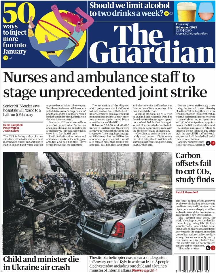 Portada de The Guardian (Reino Unido)