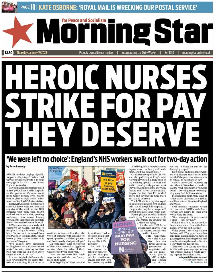 Portada de Morning Star (Reino Unido)