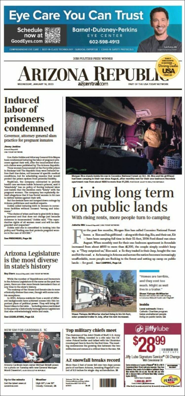 Portada de Arizona Republic News (USA)