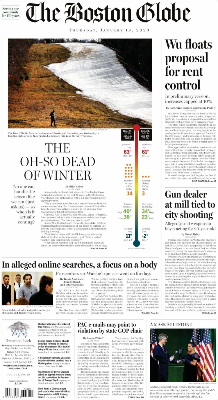 Portada de Boston Globe (USA)