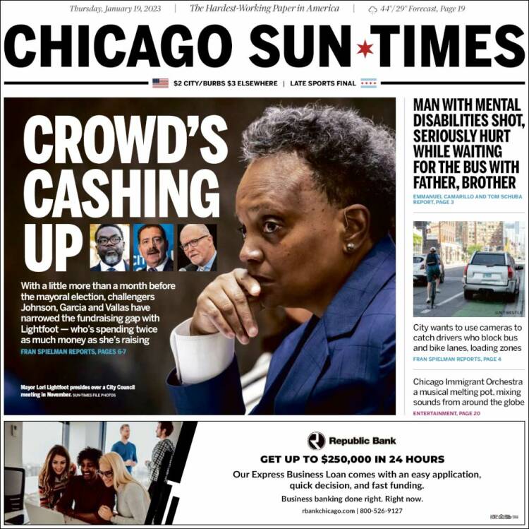 Portada de Chicago Sun-Times (USA)