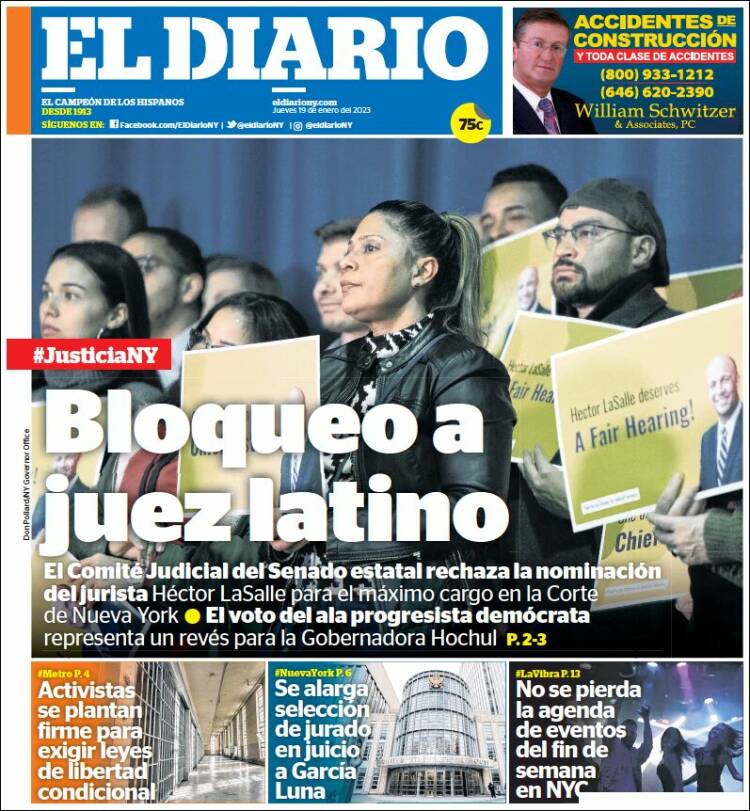 Portada de El Diario NY (USA)