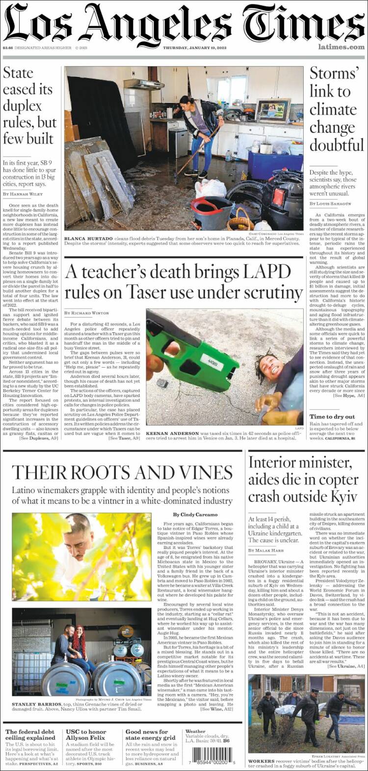 Portada de Los Angeles Times (USA)