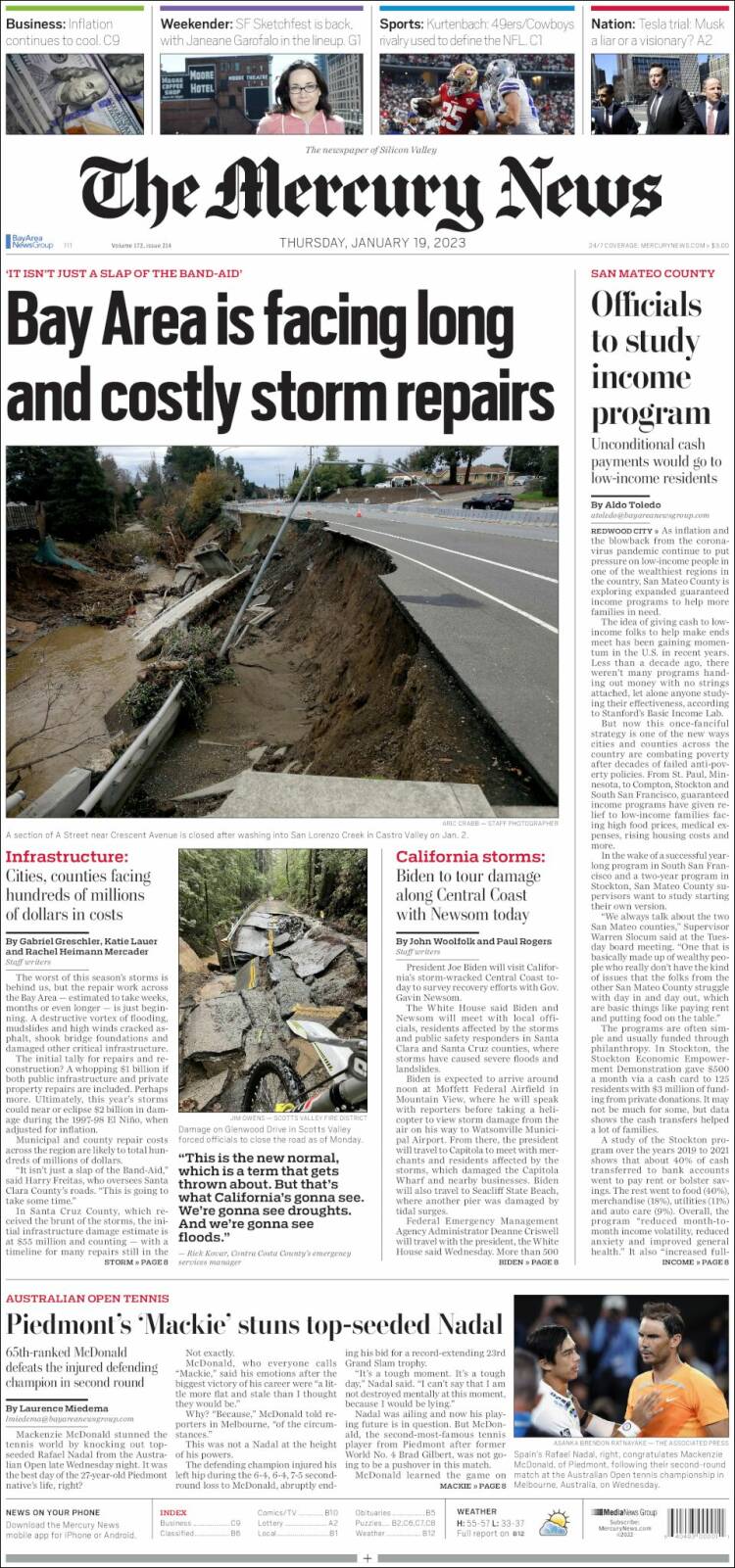 Portada de San Jose Mercury News (USA)