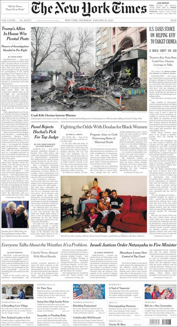 Portada de New York Times (USA)