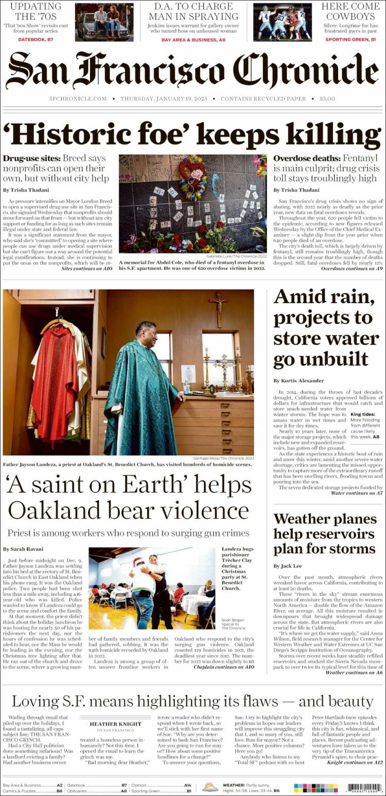 Portada de San Francisco Chronicle (USA)