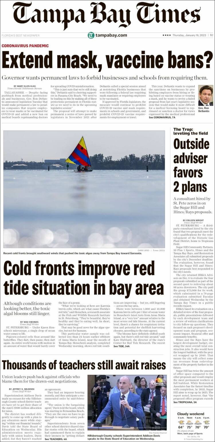 Portada de Tampa Bay Times (USA)