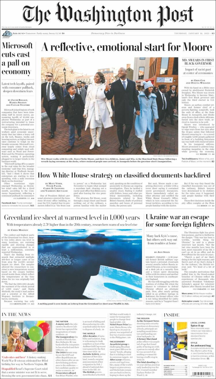 Portada de The Washington Post (USA)