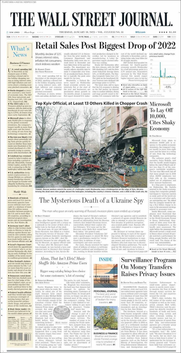 Portada de Wall Street Journal (USA)