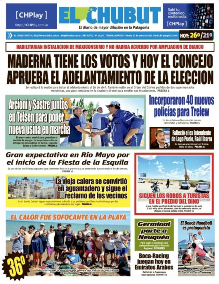 Portada de El Chubut (Argentina)