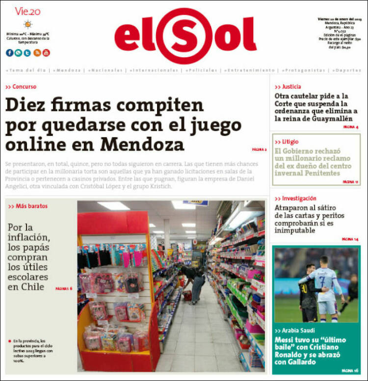 Portada de El Sol (Argentina)