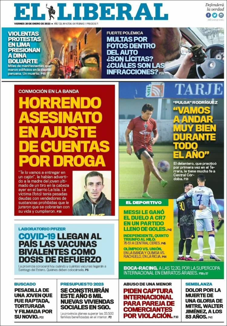 Portada de Diario El Liberal (Argentina)