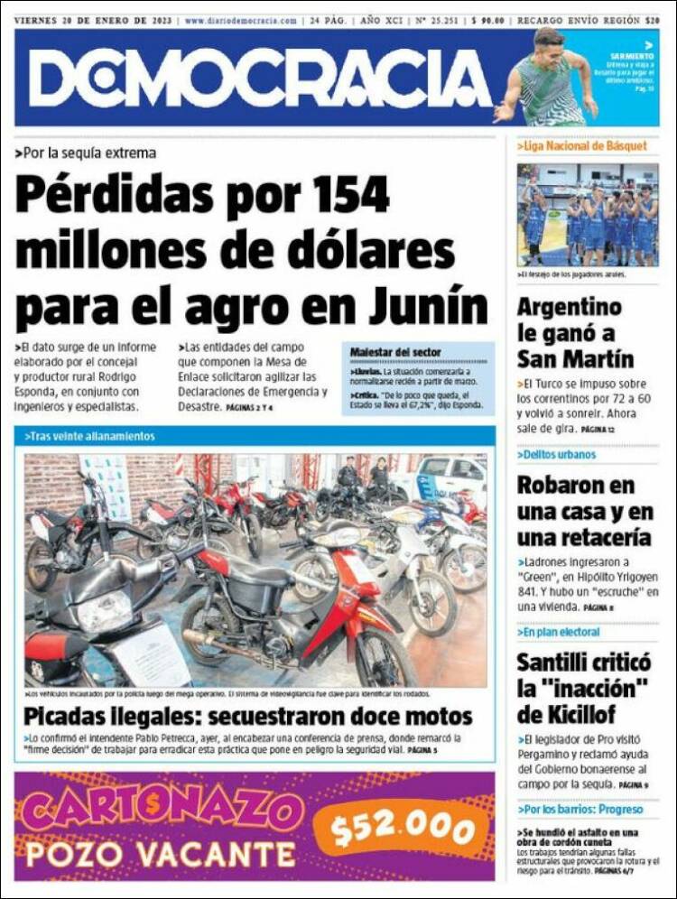 Portada de Diario Democracia (Argentina)