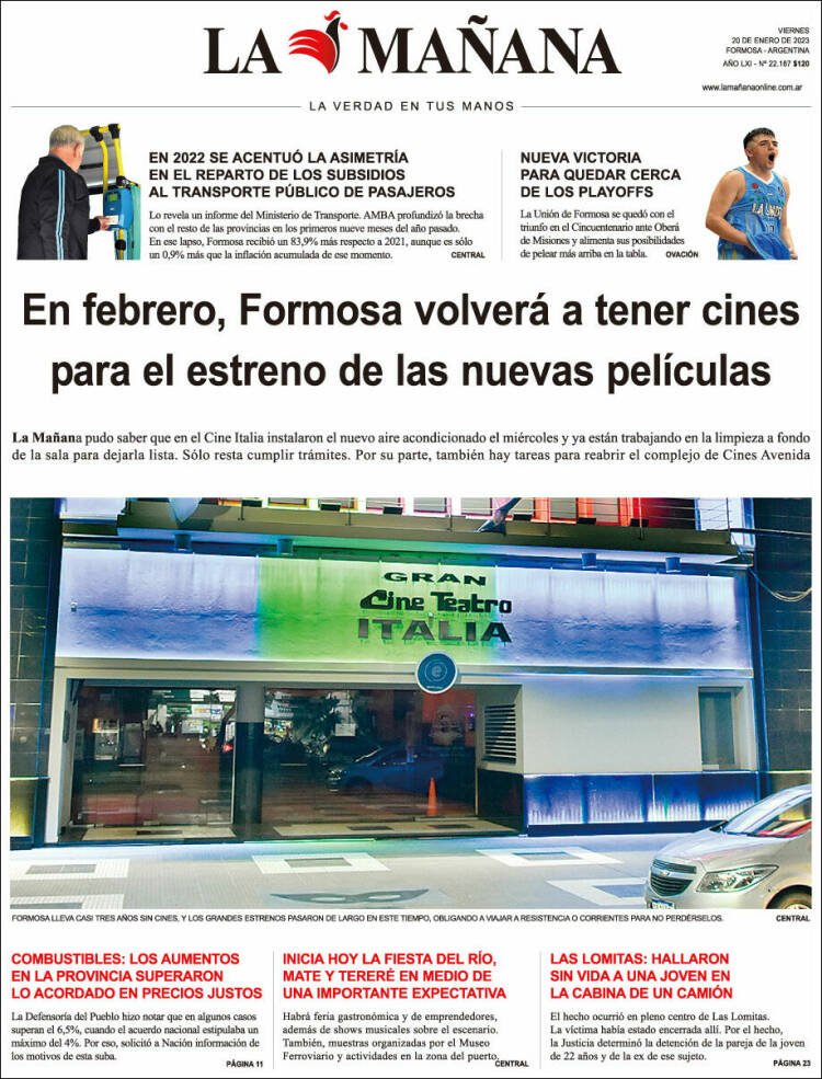 Portada de Diario La Mañana (Argentina)