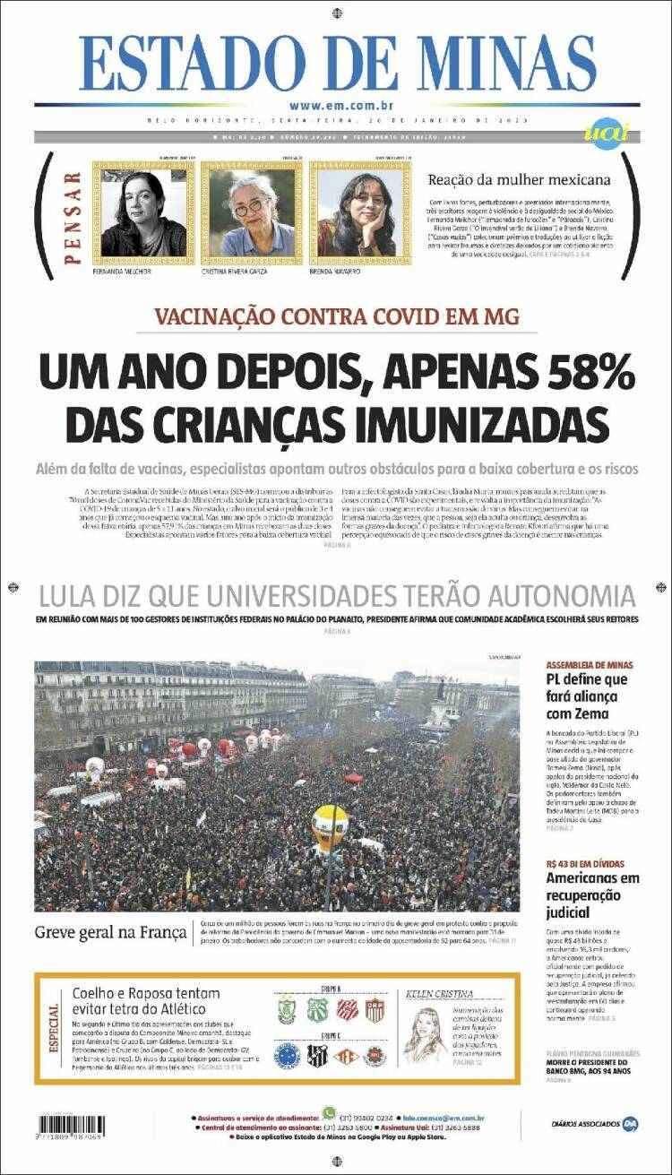 Portada de Jornal Estado de Minas (Brasil)