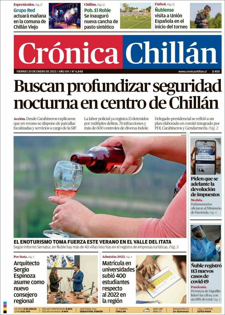 Portada de Crónica Chillán (Chile)