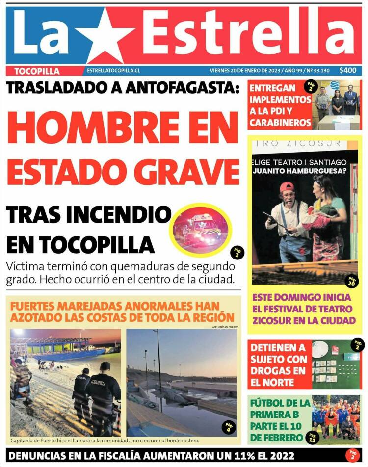 Portada de La Estrella de Tocopilla (Chile)