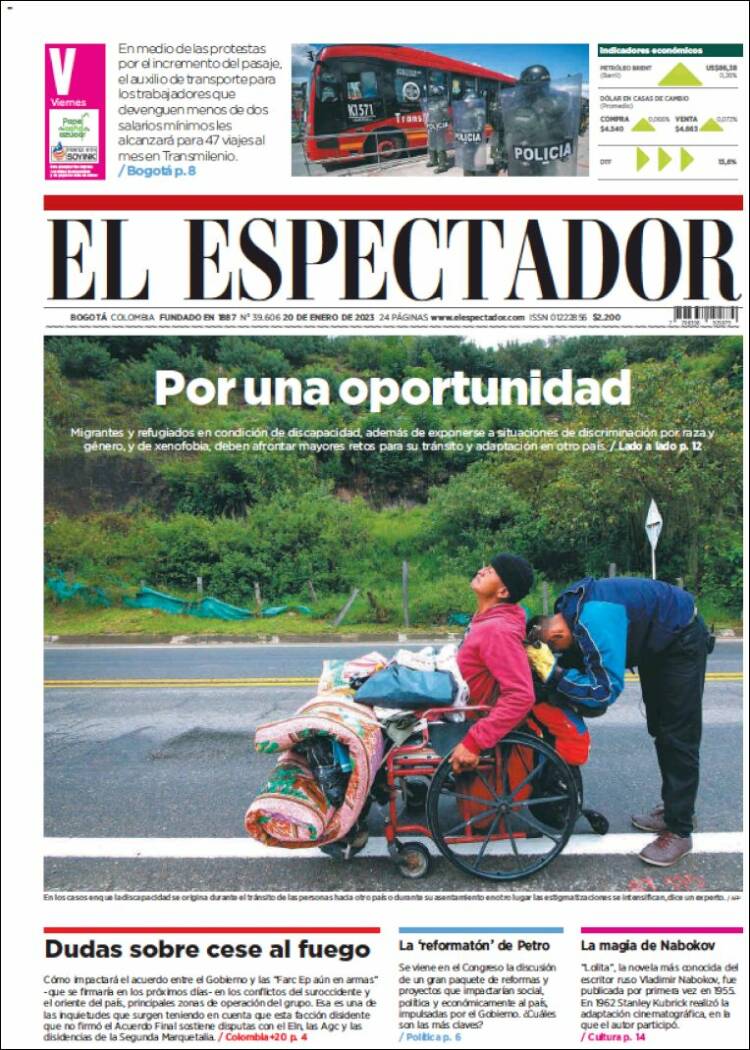 Portada de El Espectador (Colombia)