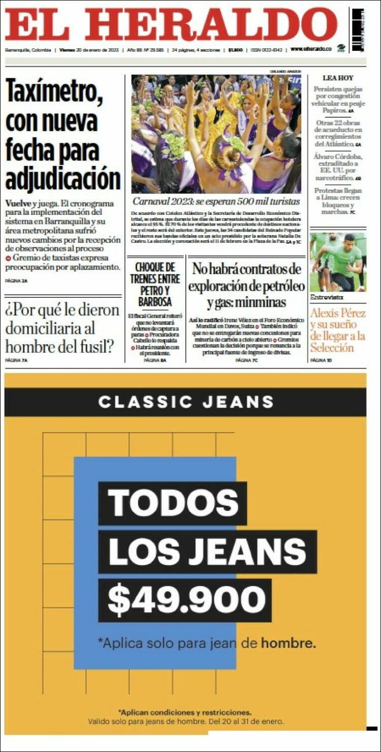 Portada de El Heraldo (Colombia)
