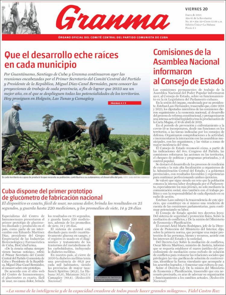 Portada de Granma (Cuba)