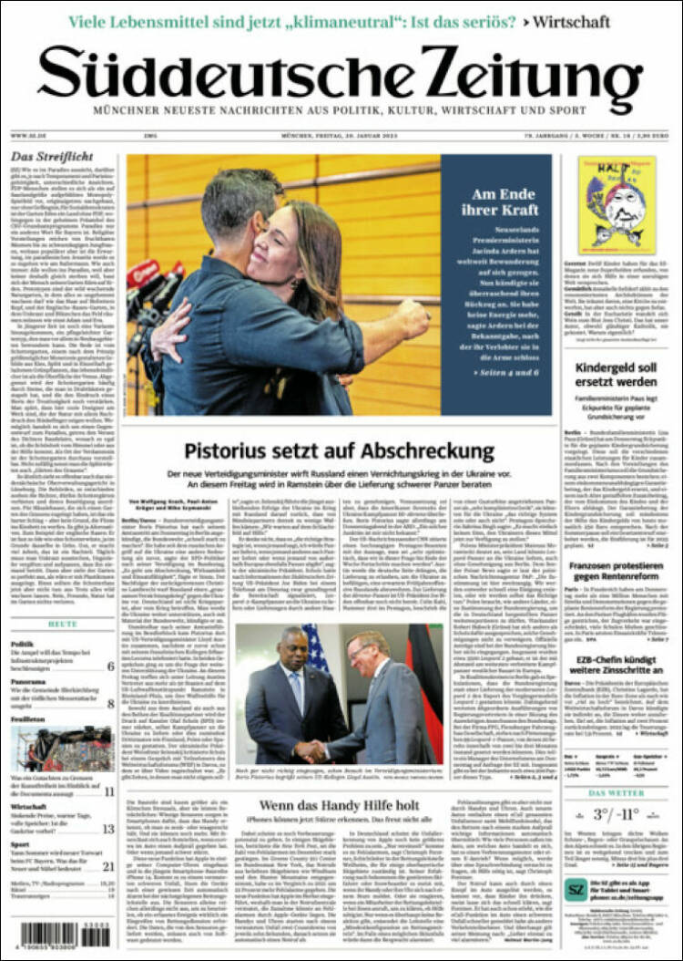 Portada de Sueddeutsche (Alemania)