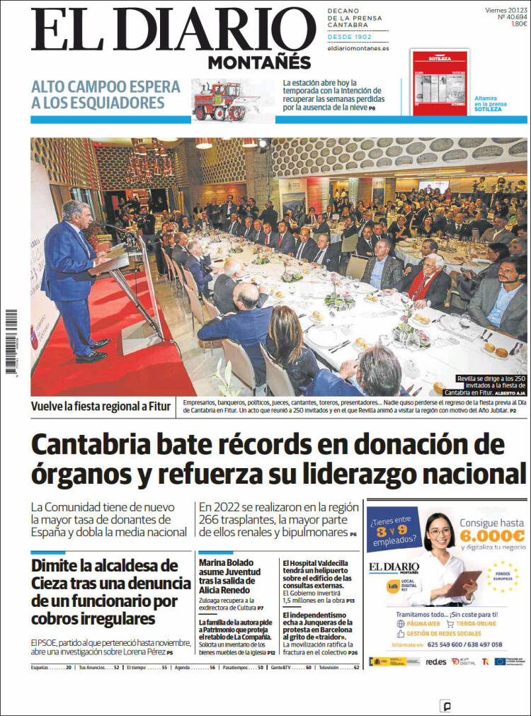 Portada de El Diario Montañés (Espa&ntilde;a)
