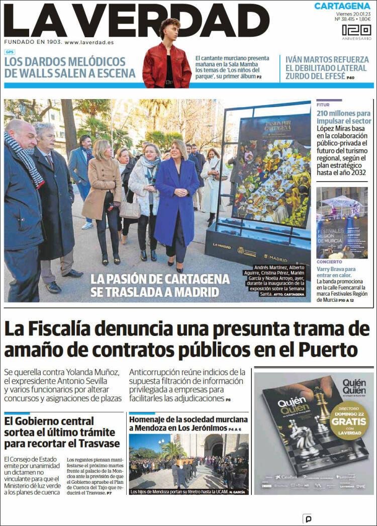 Portada de La Verdad de Cartagena (Espa&ntilde;a)