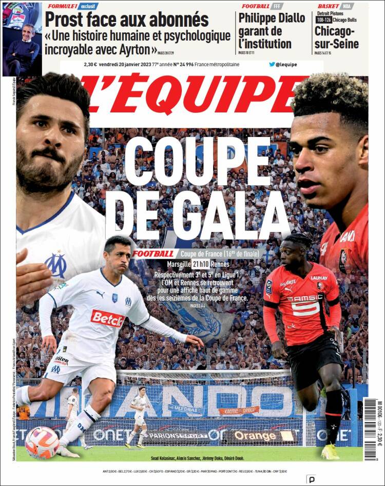 Newspaper L'Equipe (France). Newspapers in France. Friday's edition ...