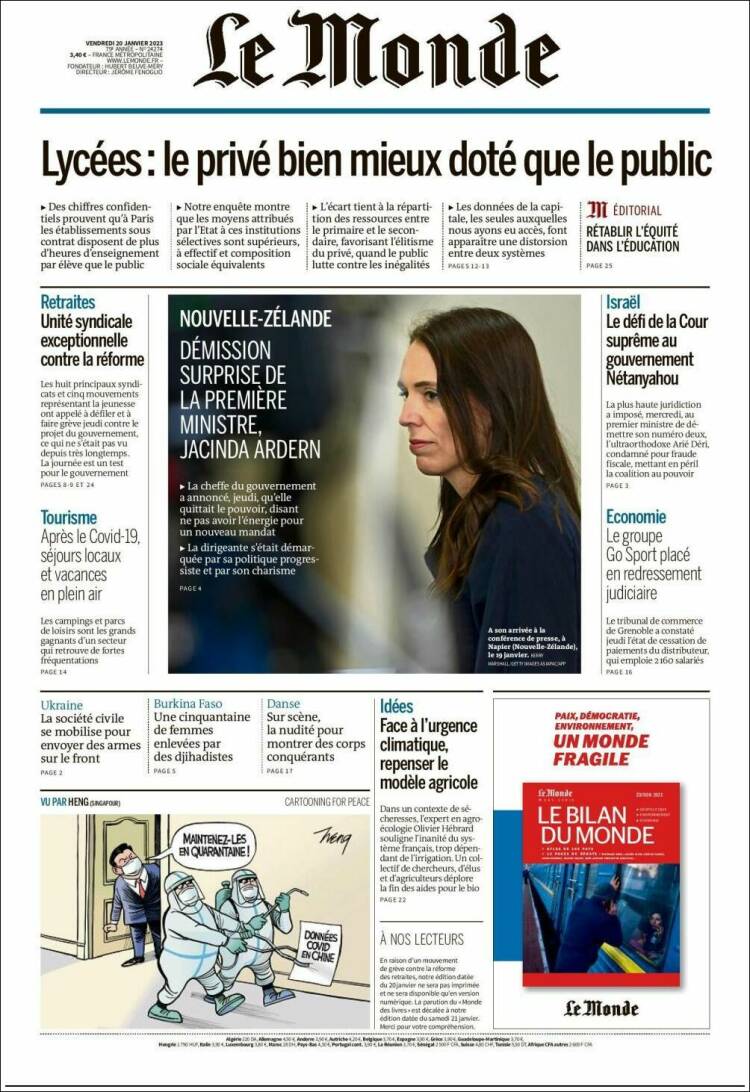 Portada de Le Monde (France)
