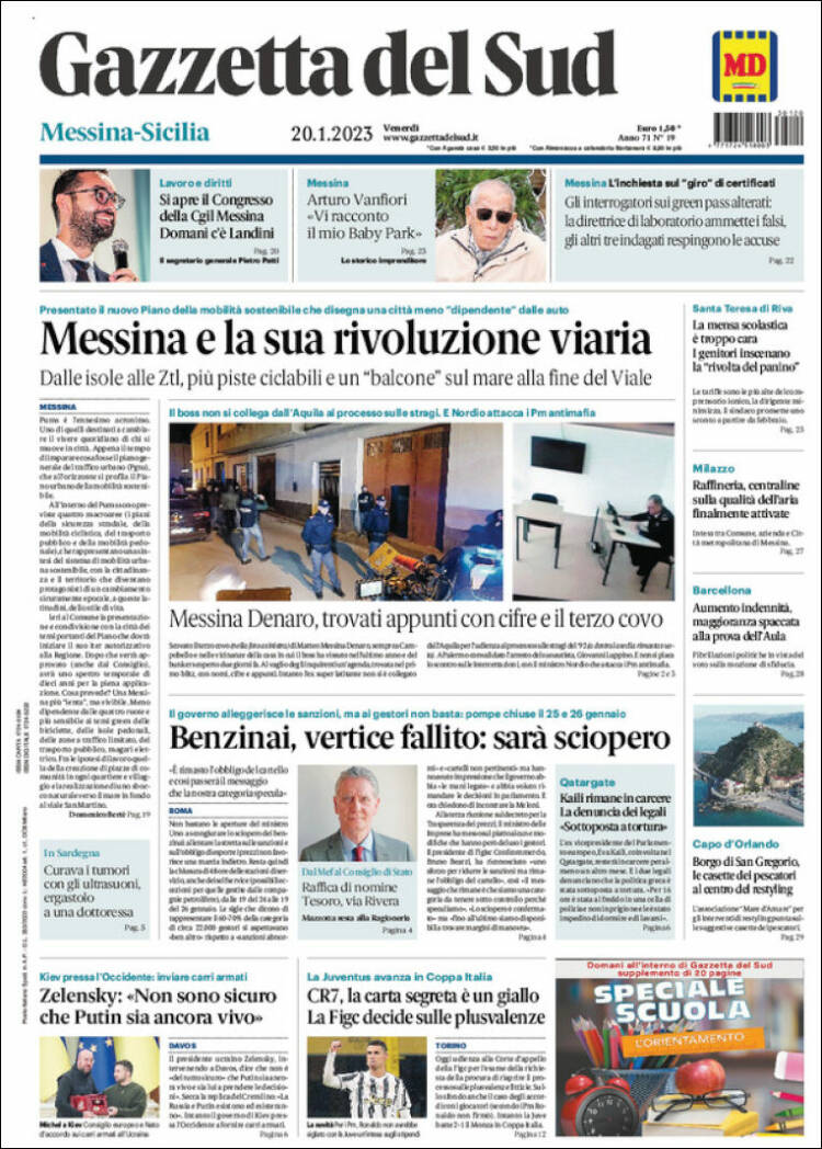 Portada de Gazzetta del Sud (Italia)
