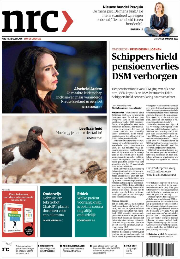 Portada de NRC Handelsblad (Pa&iacute;ses Bajos)
