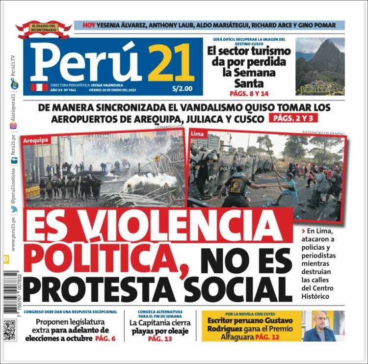Portada de Perú 21 (Per&uacute;)