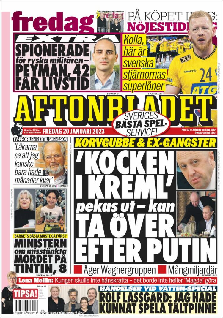 Portada de Aftonbladet (Suecia)