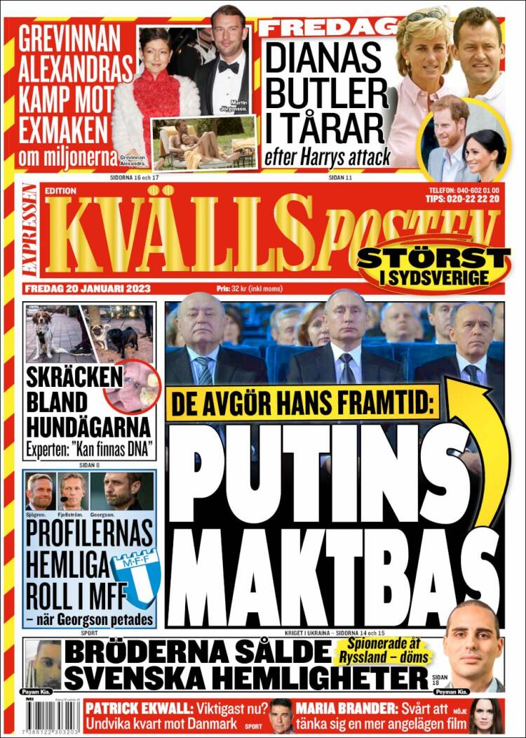 Portada de Kvällsposten (Suecia)