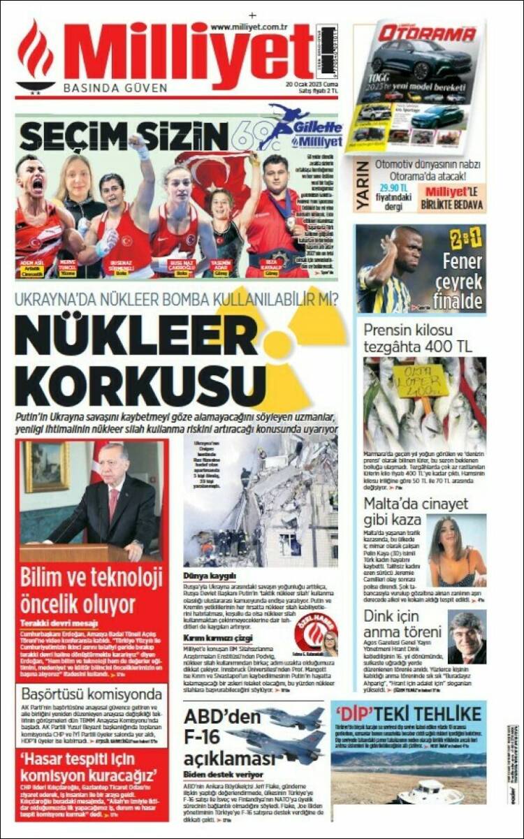 Portada de Milliyet (Turqu&iacute;a)