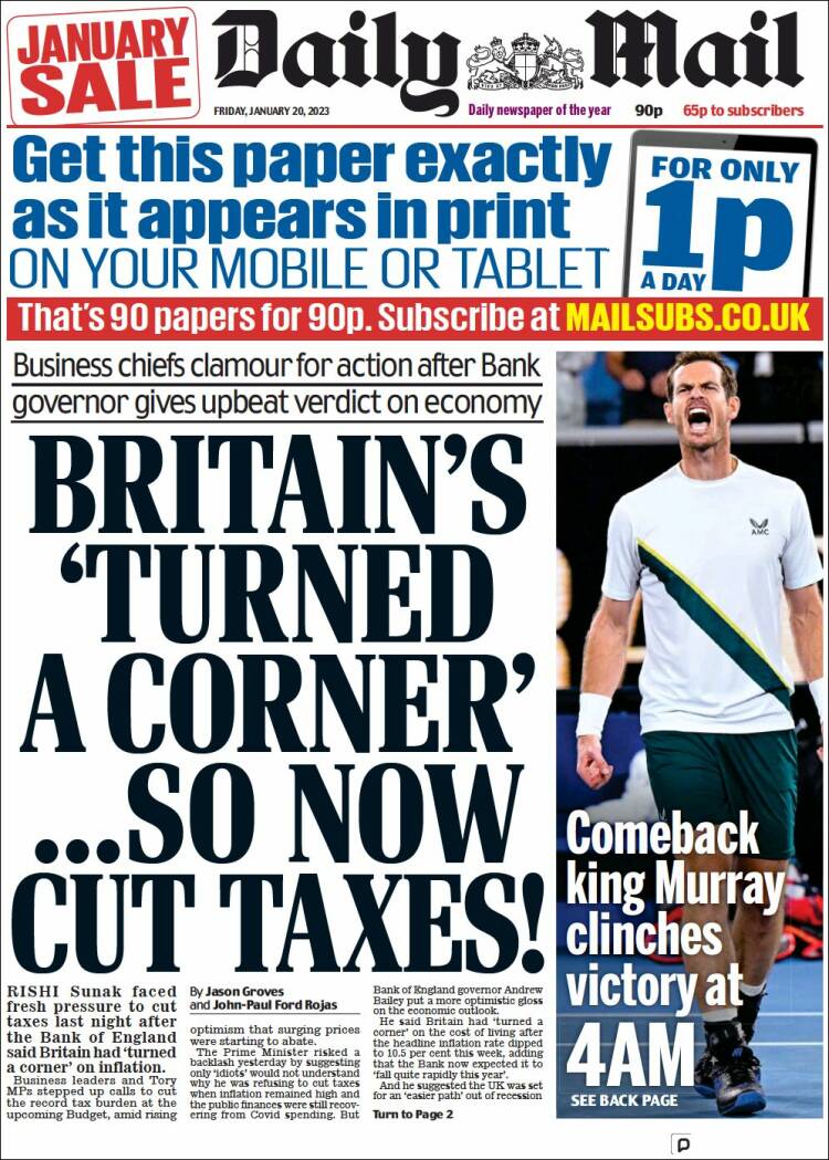 Portada de Daily Mail (Reino Unido)