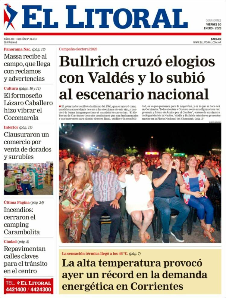 Portada de El Litoral Corrientes (Argentina)