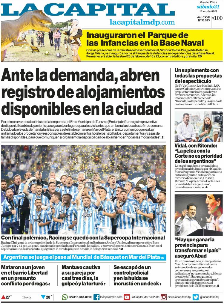 Portada de Diario La Capital - Mar del Plata (Argentina)