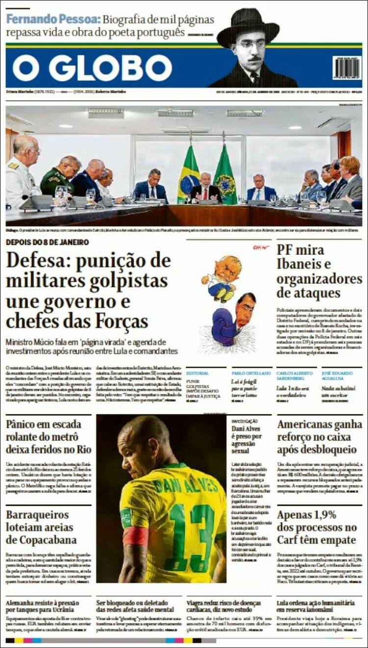 Portada de O Globo (Brasil)