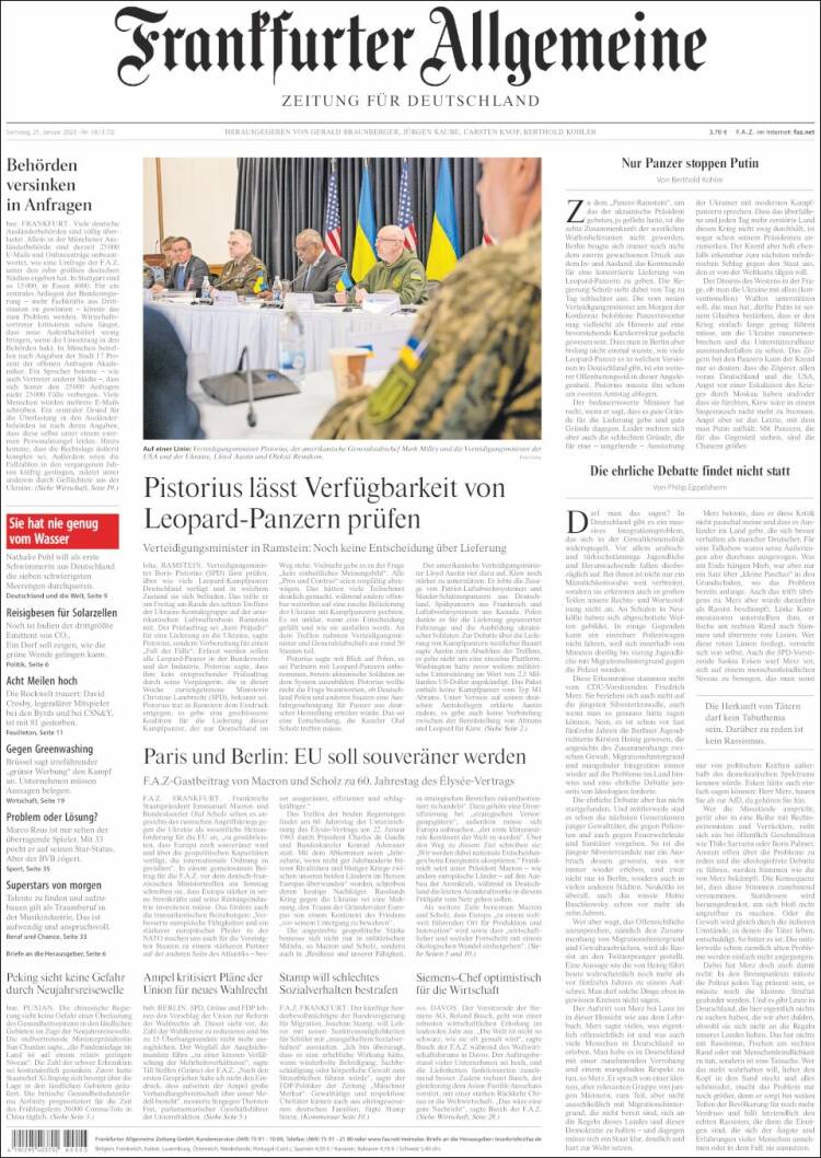 Portada de Frankfurter Allgemeine (Alemania)